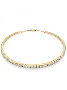 Diamond Accents 14K (18K Custom) Yellow Gold Three Prong Choker Necklace